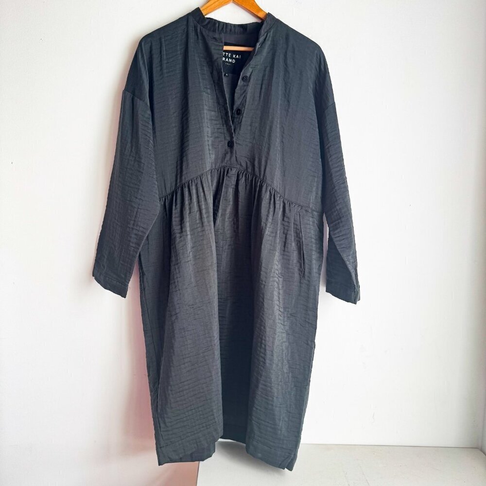 Bitte Kai Rand Linen Blend Lagenlook Grey Long Sleeve Dress CL